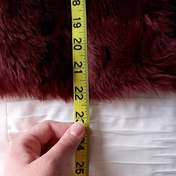 Wine color faux fur open front sweater - Picture 9 of 9